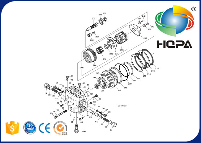 Набор уплотнения мотора перемещения K9008310 для экскаватора DOOSAN DH215-9 DX225LC-5