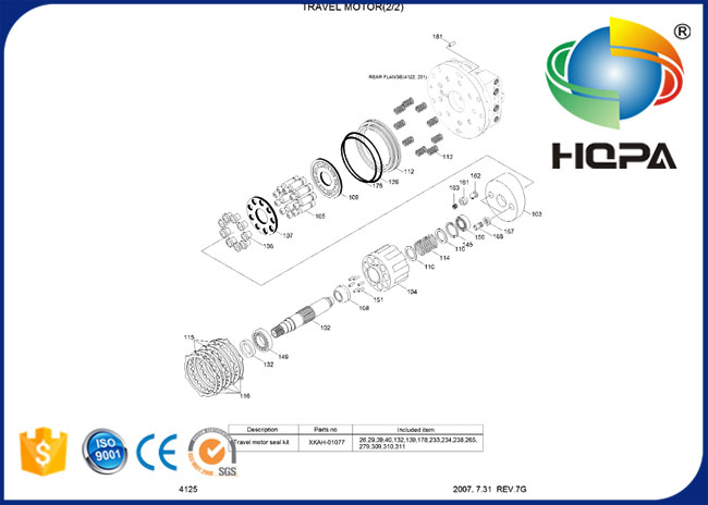 Набор уплотнения мотора перемещения XKAH-01077 XKAH01077 для Hyundai R250LC-7 R250LC-7A
