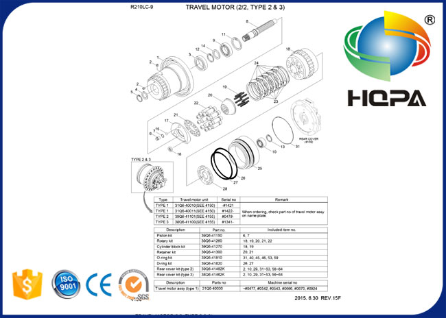 набор уплотнения мотора перемещения 39Q6-40100 39Q640100 для Hyundai R210LC-9 R235LCR-9
