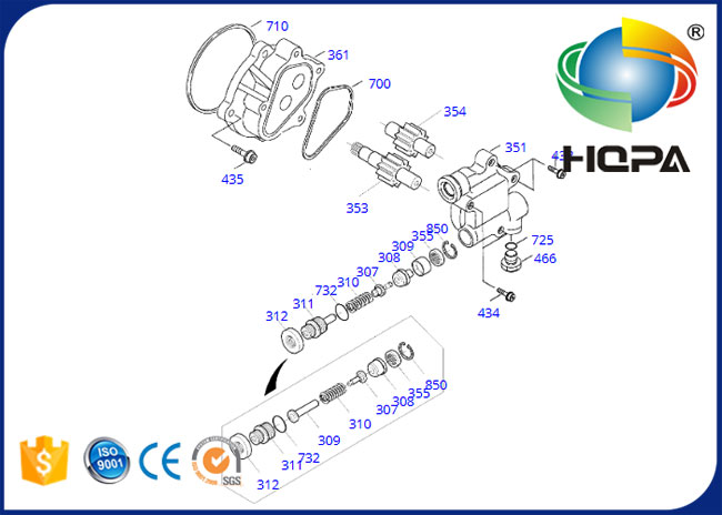Гидравлический набор уплотнения насоса с зубчатой передачей 719211KT для экскаватора Doosan СОЛНЕЧНОГО 130LC-V