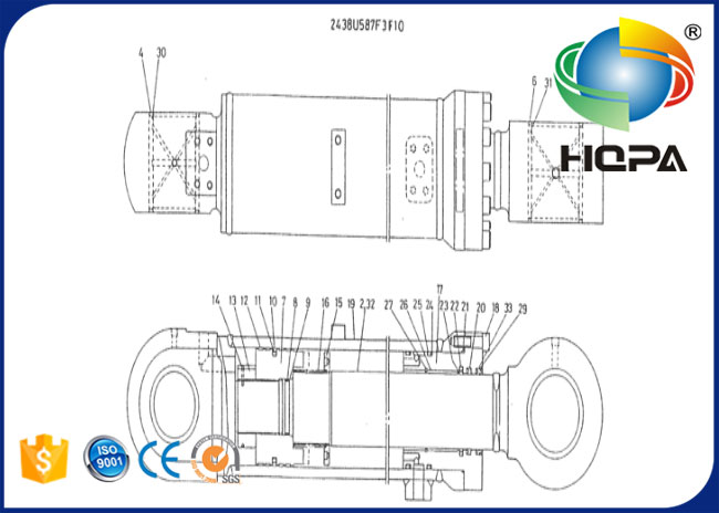 Комплект для ремонта уплотнения плунжерного штока 2438U587R100 2438U587R120 для Kobelco K909-A K909A